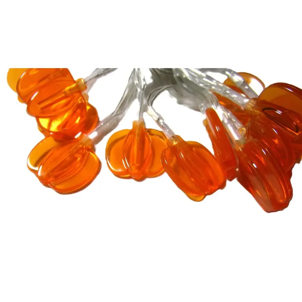 Autumn Halloween LED String Lights 12 Orange Pumpkins Battery Operated 4.3 Feet
